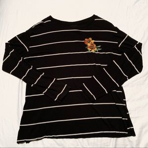 Who What Wear Black Striped Shirt